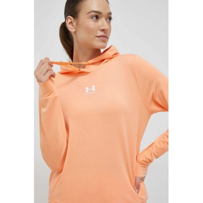 Mikina Under Armour dámská, růžová barva, s kapucí, hladká