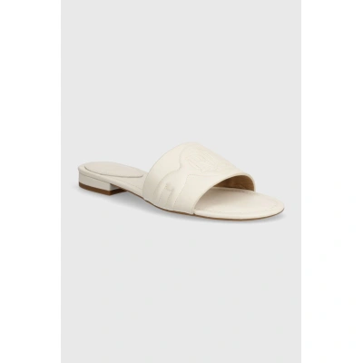 Kožené pantofle Lauren Ralph Lauren Alegra dámské, bílá barva, 802935537001