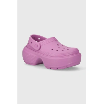 Pantofle Crocs Stomp Slide dámské, fialová barva, na platformě, 209347