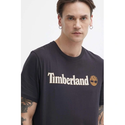 Bavlněné tričko Timberland černá barva, s potiskem, TB0A5UPQ0011