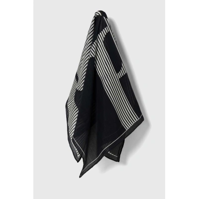 Šátek s příměsí hedvábí Lauren Ralph Lauren černá barva, 454943693