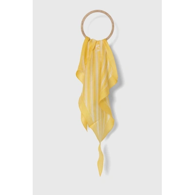 Šátek s příměsí hedvábí Lauren Ralph Lauren žlutá barva, 454943689