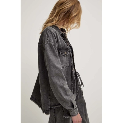 Džínová bunda Answear Lab dámská, šedá barva, přechodná, oversize