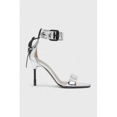 Kožené sandály AllSaints Noir stříbrná barva, WF584Y