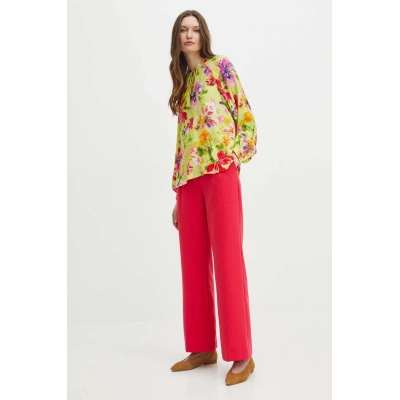 Kalhoty Medicine dámské, růžová barva, široké, high waist