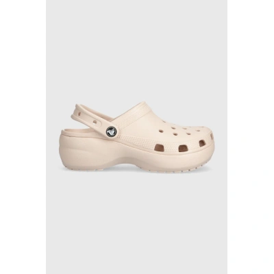 Pantofle Crocs Classic Platform Clog dámské, růžová barva, na platformě, 206750