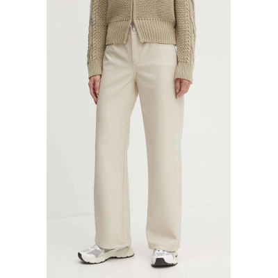 Kalhoty MAX&Co. dámské, béžová barva, jednoduché, high waist, 2416781022200