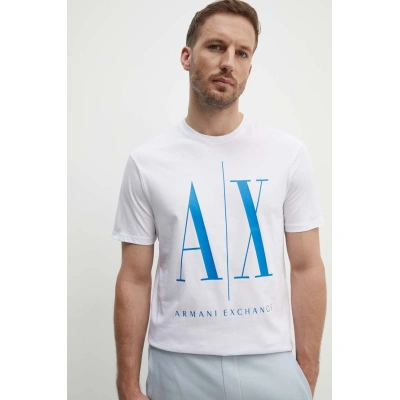 Bavlněné tričko Armani Exchange bílá barva, s potiskem