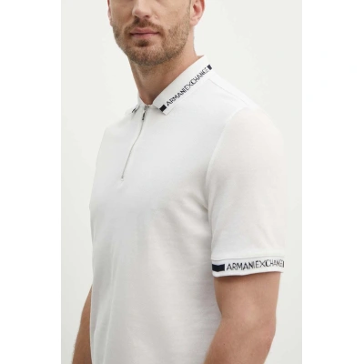 Bavlněné polo tričko Armani Exchange bílá barva