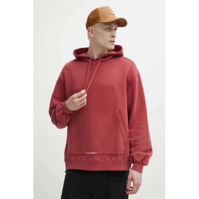 Bavlněná mikina A-COLD-WALL* Cubist Hoodie pánská, vínová barva, s kapucí, s aplikací, ACWMW173