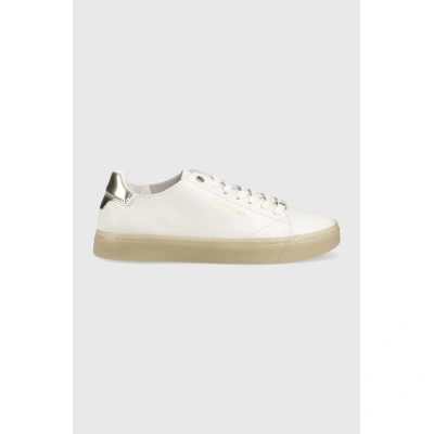 Kožené sneakers boty Calvin Klein Cupsole Unlined Lace Up bílá barva