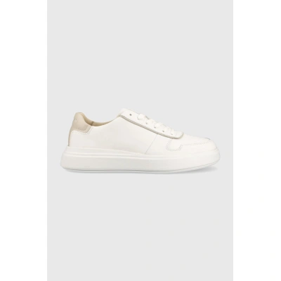 Kožené sneakers boty Calvin Klein Low Top Lace Up bílá barva