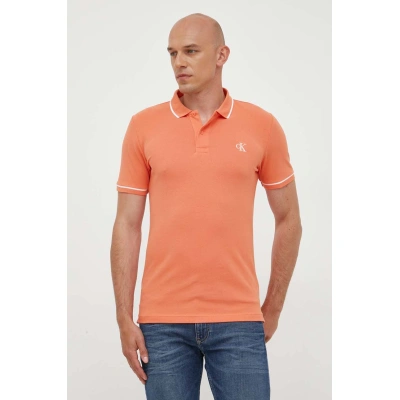 Polo tričko Calvin Klein Jeans oranžová barva
