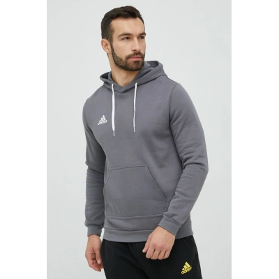 Mikina adidas Performance pánská, šedá barva, s kapucí, hladká, HB0578