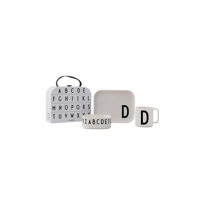 Dětský snídaňový set Design Letters Classics in a suitcase D 4-pack