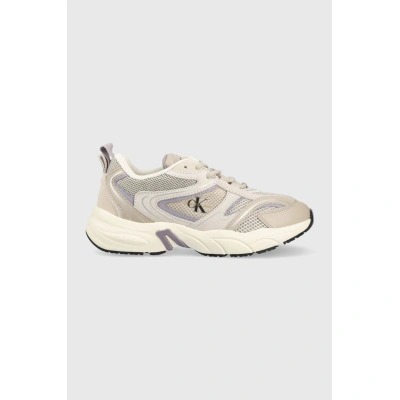 Sneakers boty Calvin Klein Jeans RETRO TENNIS SU-MESH WN béžová barva, YW0YW00891