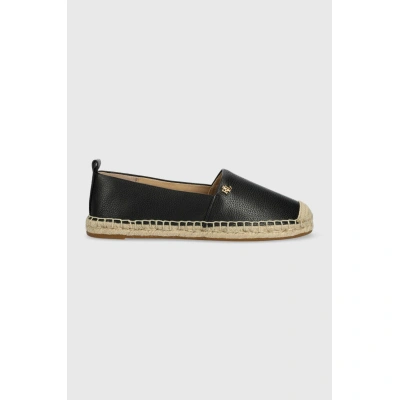 Kožené espadrilky Lauren Ralph Lauren Cameryn IV černá barva, 80290500000000000