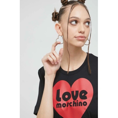 Bavlněné tričko Love Moschino černá barva