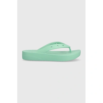 Žabky Crocs Classic Platform Flip dámské, tyrkysová barva, na platformě, 207714, 207714.3UG-3UG