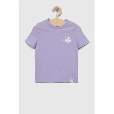 Dětské bavlněné tričko GAP x Disney fialová barva, s potiskem