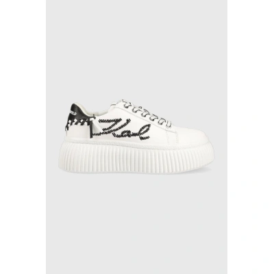 Kožené sneakers boty Karl Lagerfeld KREEPER LO bílá barva, KL42372