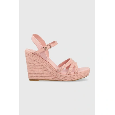 Sandály Tommy Hilfiger ESSENTIAL WEDGE SANDAL dámské, růžová barva, na klínku, FW0FW07159