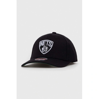 Čepice s vlněnou směsí Mitchell&Ness Brooklyn Nets černá barva, s aplikací