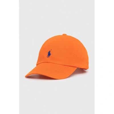 Bavlněná baseballová čepice Polo Ralph Lauren oranžová barva