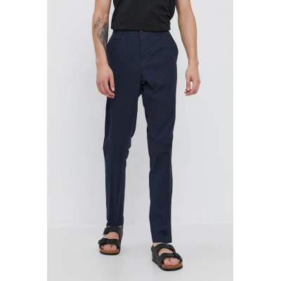 Kalhoty Sisley pánské, tmavomodrá barva, přiléhavé