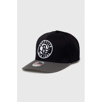 Čepice s vlněnou směsí Mitchell&Ness Brooklyn Nets černá barva, s aplikací