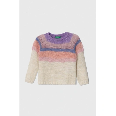 Dětský svetr s příměsí vlny United Colors of Benetton béžová barva, lehký