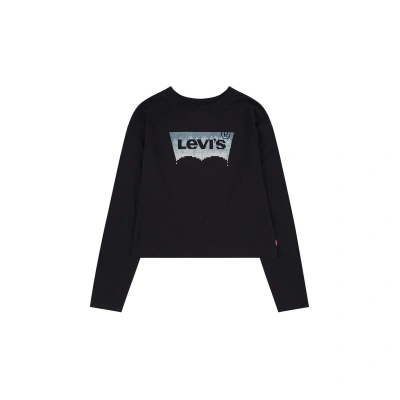 Dětská bavlněná košile s dlouhým rukávem Levi's černá barva