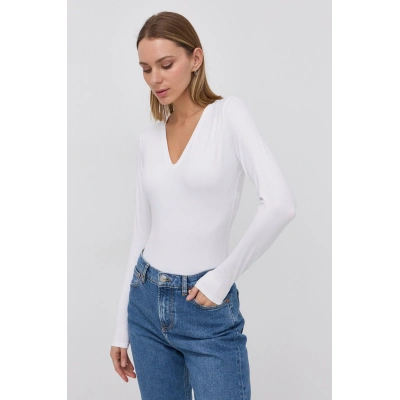 Funkční prádlo Spanx SLEEVE V-NECK BODYSUIT bílá barva, hladké