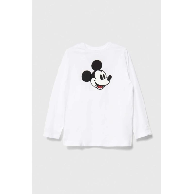 Dětská bavlněná košile s dlouhým rukávem United Colors of Benetton x Disney bílá barva, s potiskem