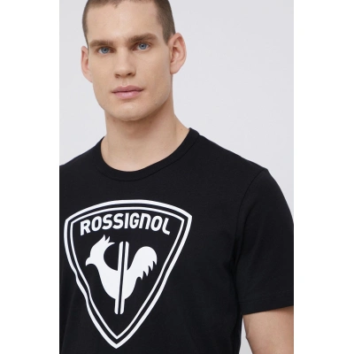 Bavlněné tričko Rossignol černá barva, s potiskem, RLKMY04