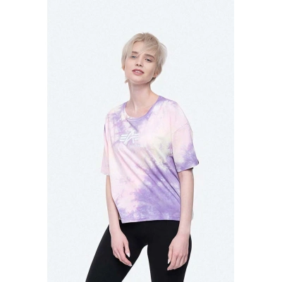 Bavlněné tričko Alpha Industries Basic Tee Batik COS Wmn růžová barva, 116083.536-pink